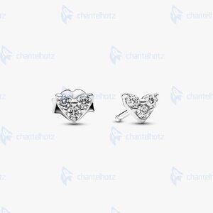 Pandora Triple Stone Heart Stud Earrings